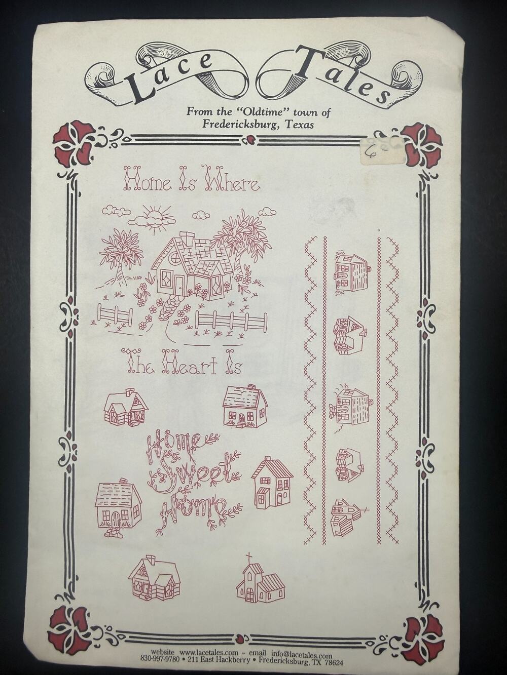 Lace Tales Home Is Where The Heart Is Hot Iron Embroidery Transfer 93-825 Sealed